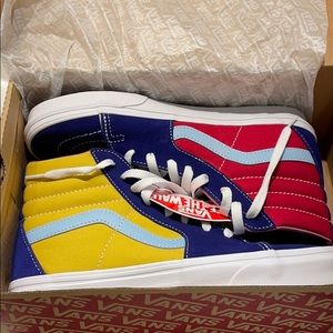 Multicolored Vans high tops